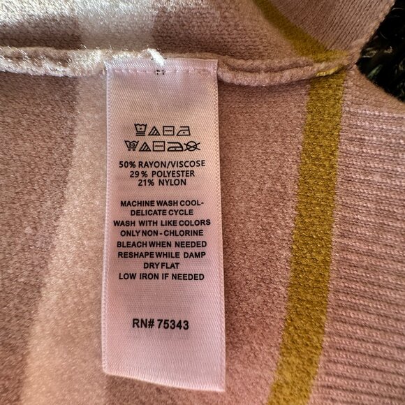 TAHARI - Beige and Cream Breton Nautical Stripe Mock Turtle Neck Sweater – - Picture 8 of 8